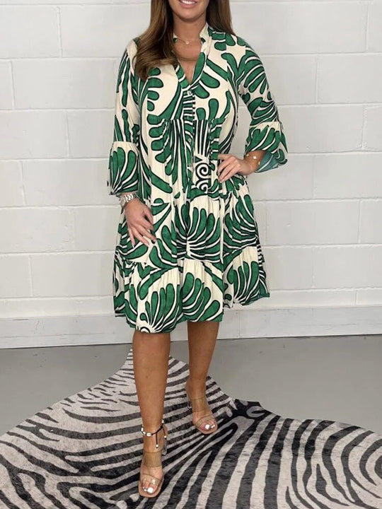 Swing Midi Jurk met Bloemenprint