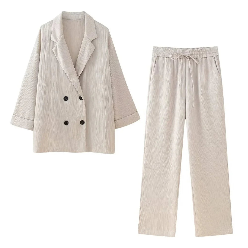 Sunita | Elegante blazer en broek met kreukeffect