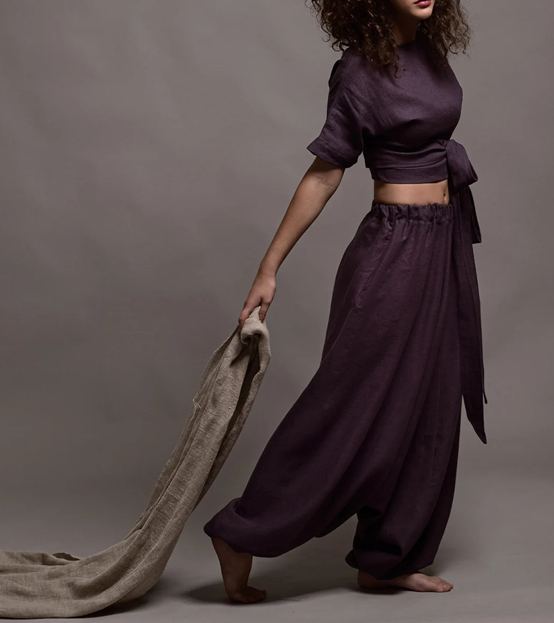 Bonnie | Casual linnen baggy broek & topset