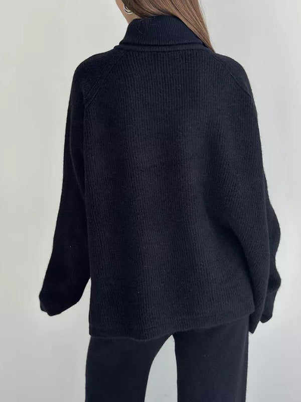 Aubriella | Stijlvolle trui met rits aan de zijkant & broek tweedelige set