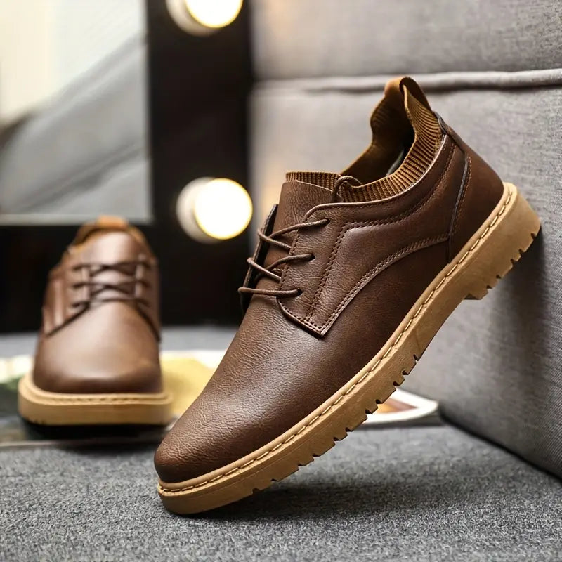 Samuel - Klassieke en Stijlvolle Herfst Antislip Bruine Leren Schoenen voor Mannen