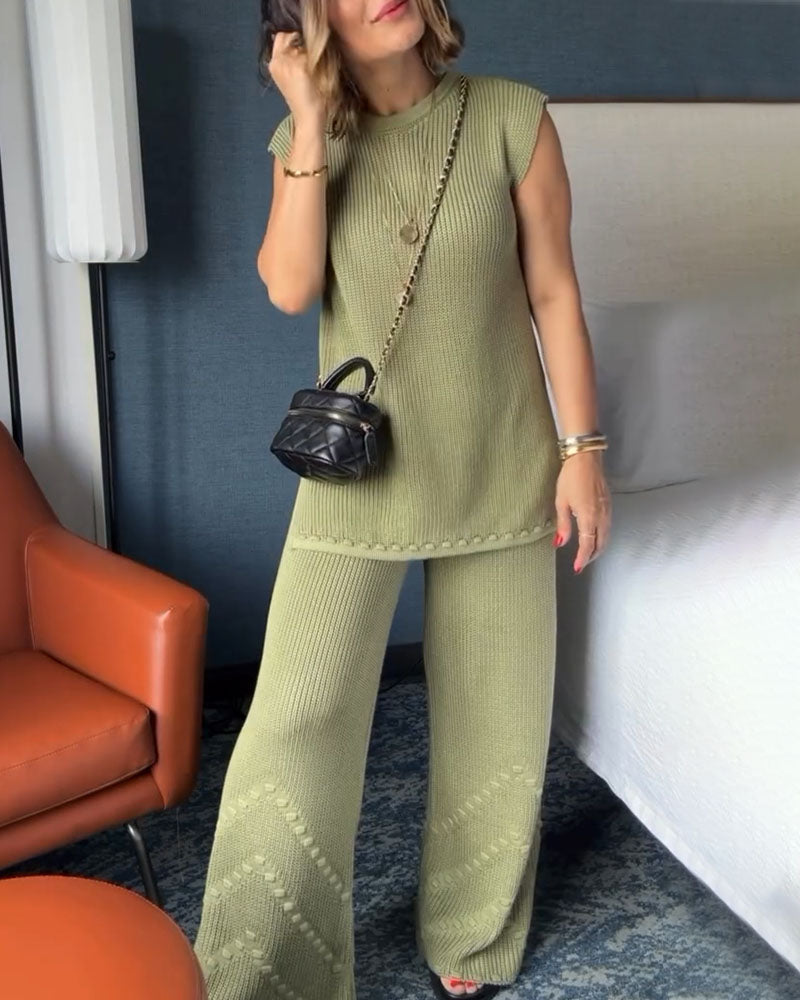 Elisabeth | Stijlvolle gebreide mouwloze tweedelige set