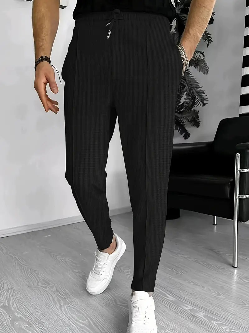 Lars - Stijlvolle Waffle Print Broek voor Mannen