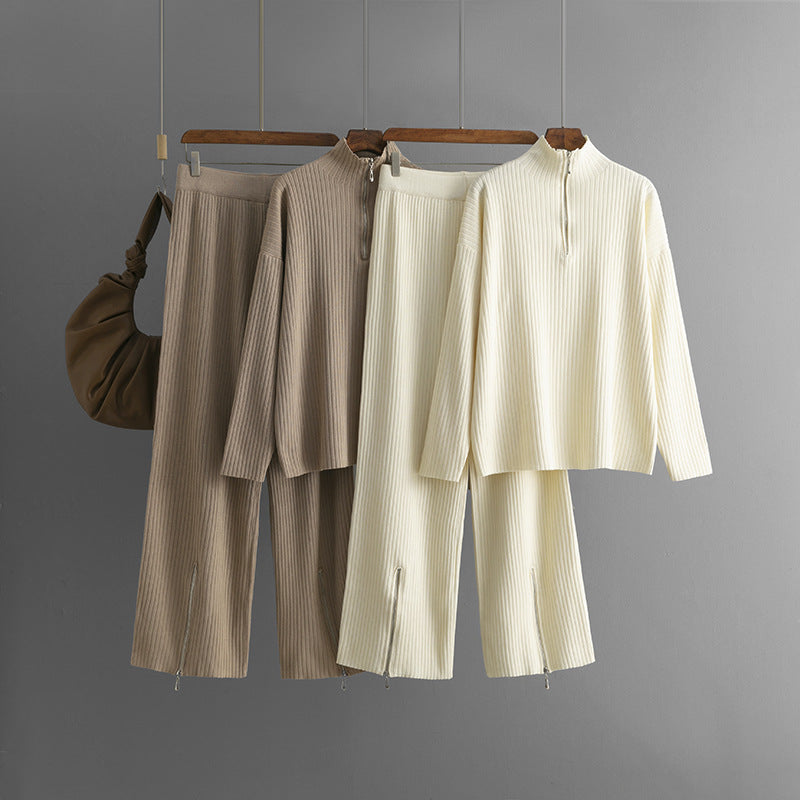 Emmi | Casual coltrui met rits tweedelige set