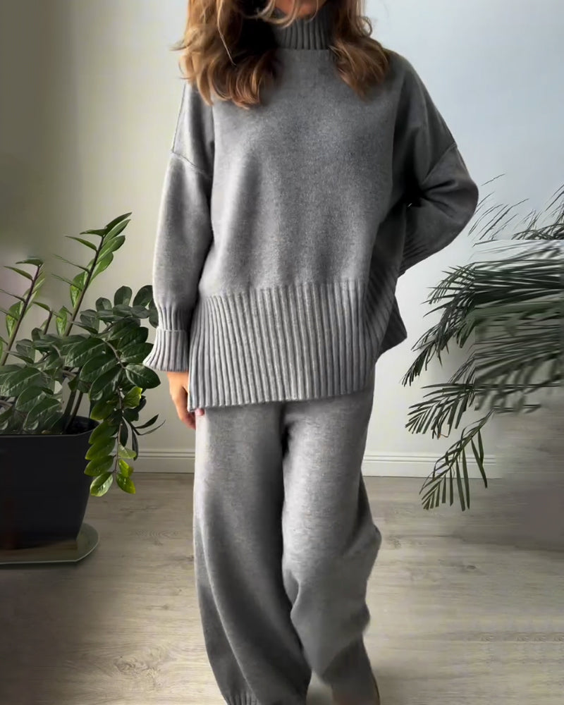 Magnolia | Klassieke losse coltrui & broek tweedelige set