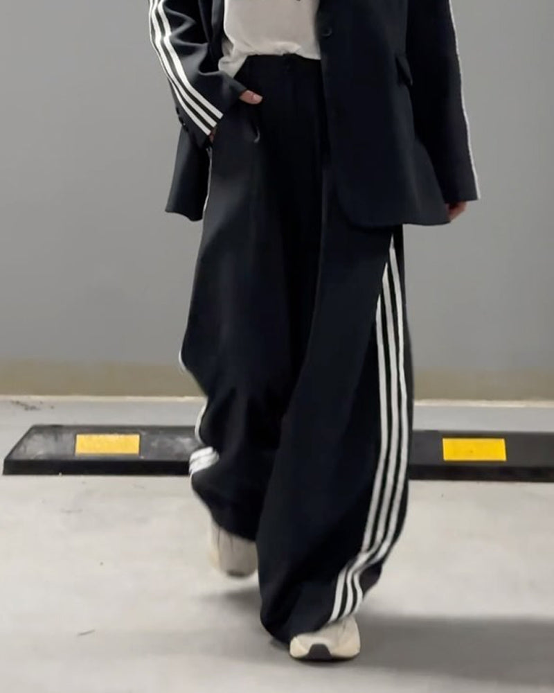 Arella | Stijlvolle gestreepte blazer & wijde broek