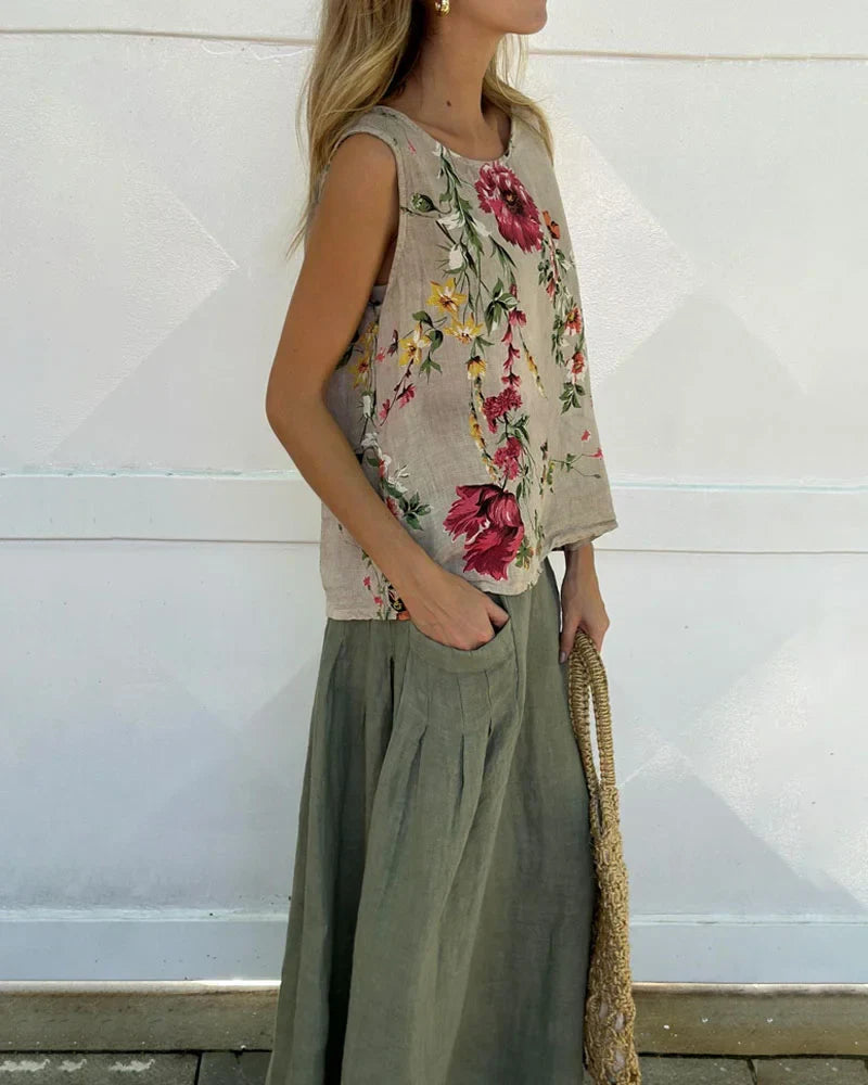 Senne | Elegante Bloemen Top & Rok Set