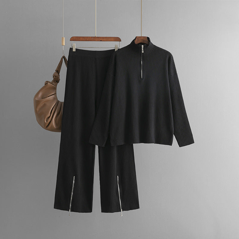 Emmi | Casual coltrui met rits tweedelige set