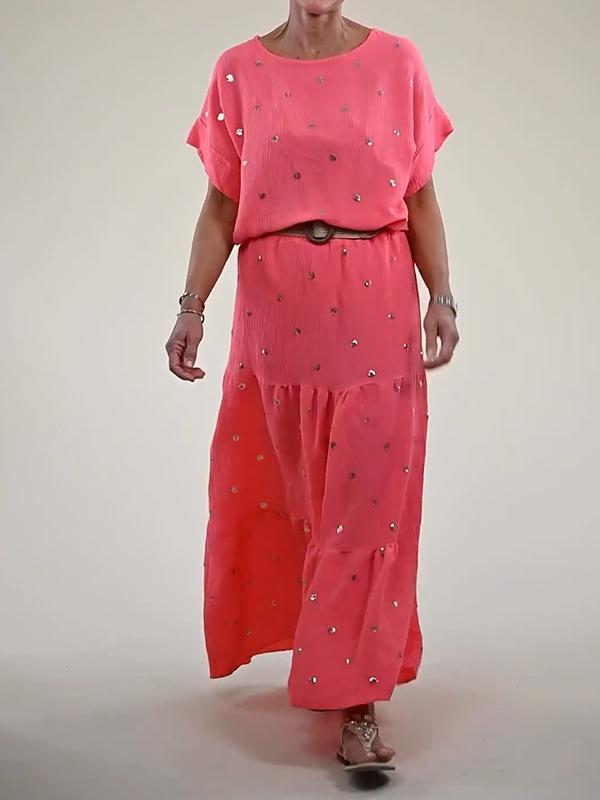 Helga | Casual top met ronde hals en rokenset