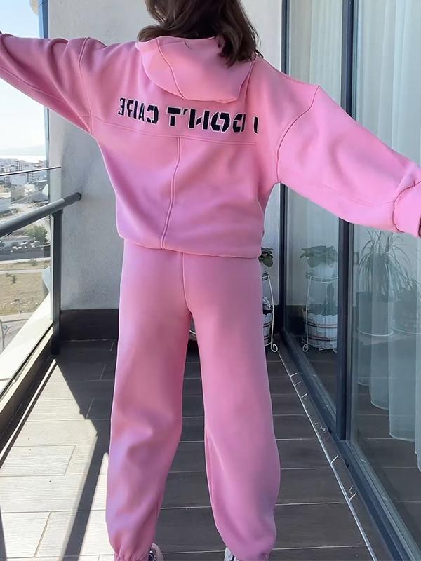 Agnes | Casual losse hoodie met letterprint en joggerbroek Set