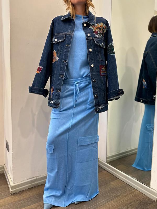 Sonja | Casual Effen Top en Maxi Rok Set