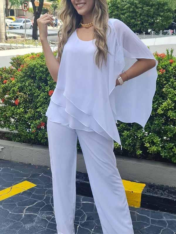 Melina | Chiffon korte zoom top en broek met set