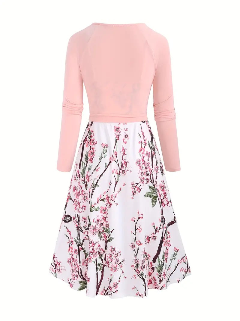 Elegante Tweedelige Jurk met Bloemenprint