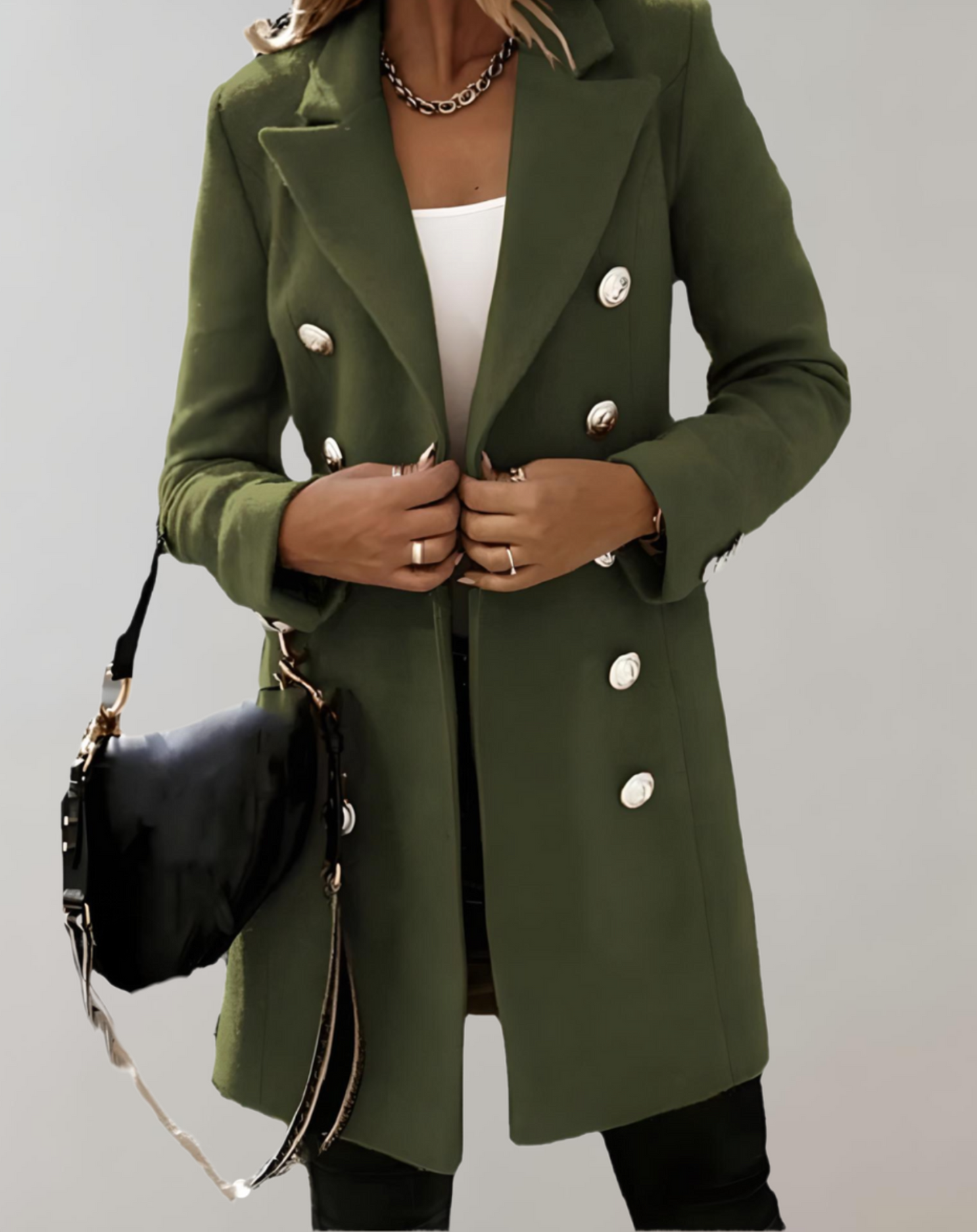 Femke | Lange en oversized blazer met grote knopen en kraag