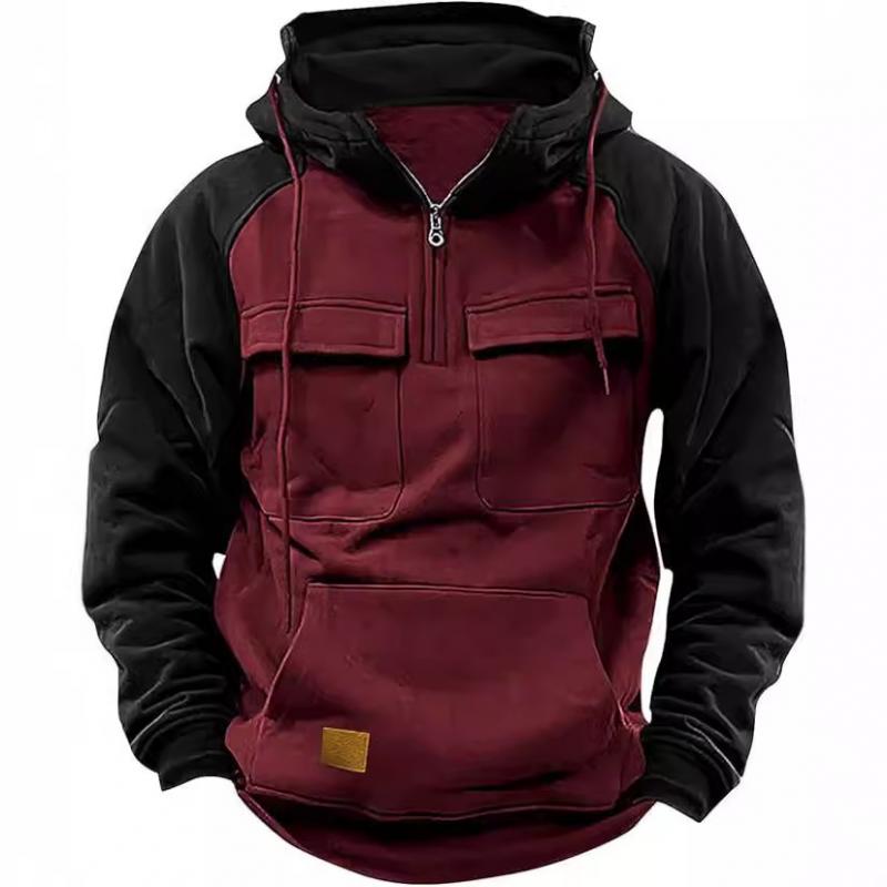 Troy | Kleurblok Cargo Hoodie met Raglanmouwen