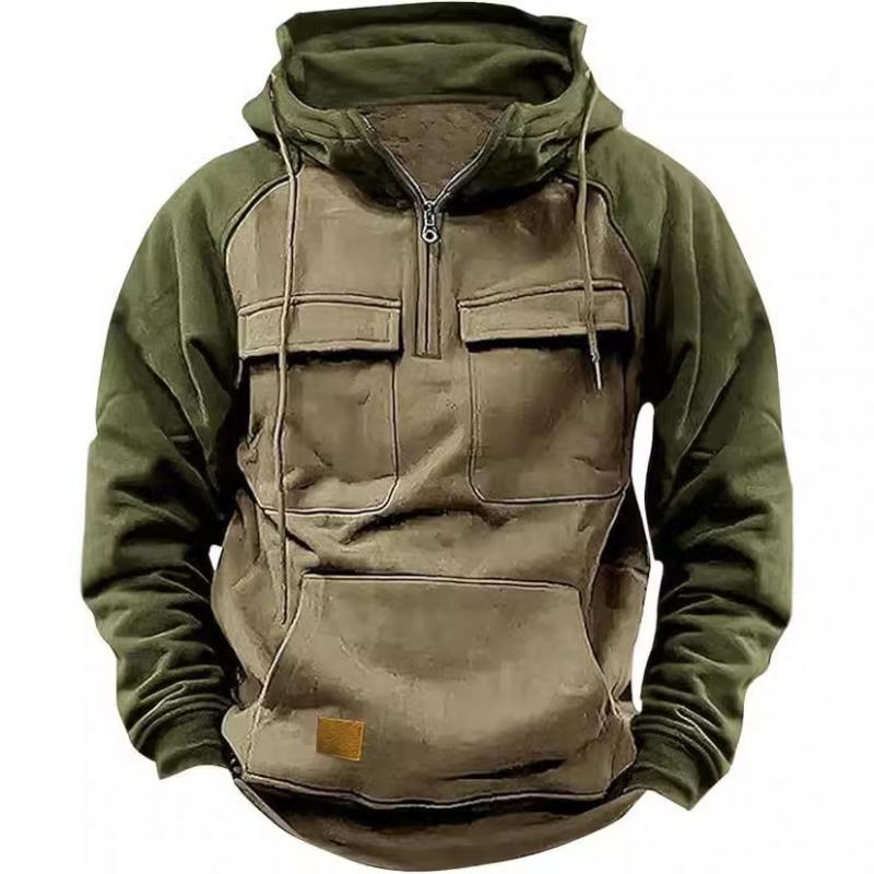 Troy | Kleurblok Cargo Hoodie met Raglanmouwen