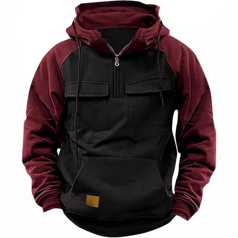 Troy | Kleurblok Cargo Hoodie met Raglanmouwen
