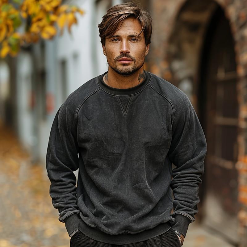 Conor | Gewassen sweatshirt met raglanmouwen