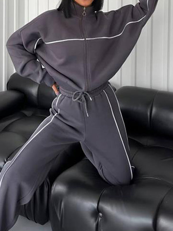 Urbana | Trendy trainingspak met rits en gevoerde zoomdetails