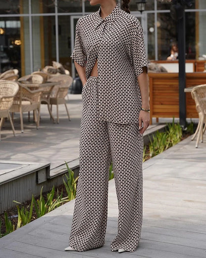 Malina | Bedrukte casual set met korte mouwen