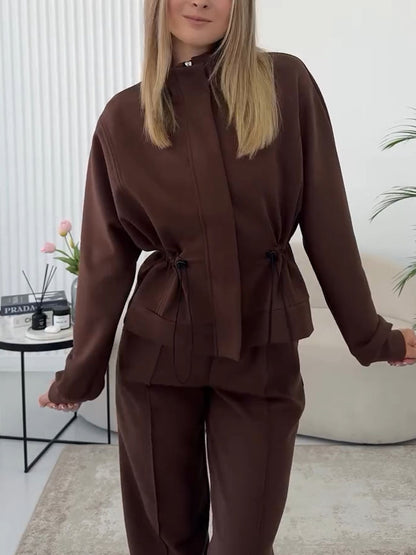 Shelby | Casual jasje met tailleband en broek set