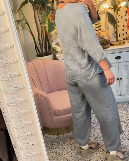 Mallory | Elegante V-hals top en broek Tweedelige set