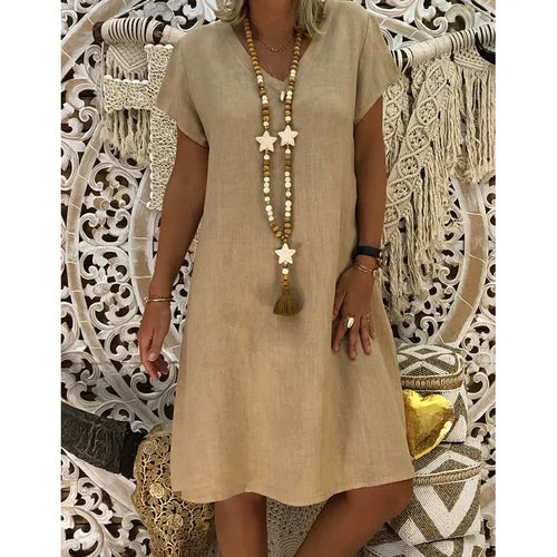 Casual V-Hals Midi-Jurk