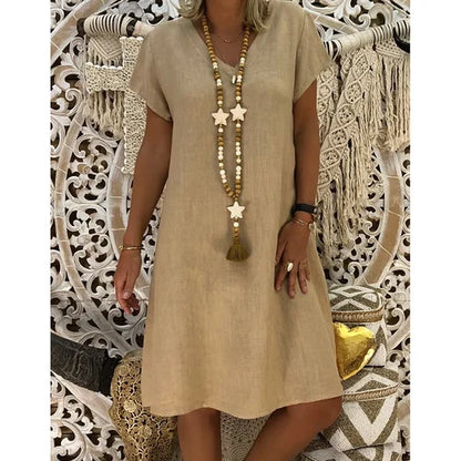 Casual V-Hals Midi-Jurk