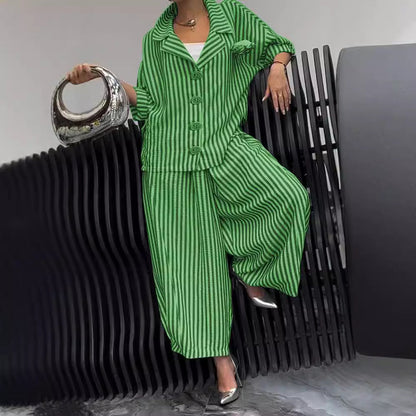 Roxane | Elegante gestreepte casual set