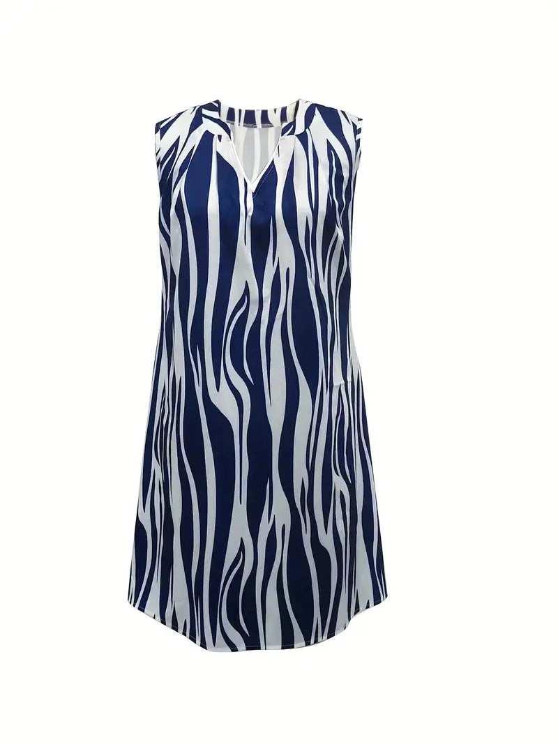 Elegante V-Hals en Mouwloze Jurk