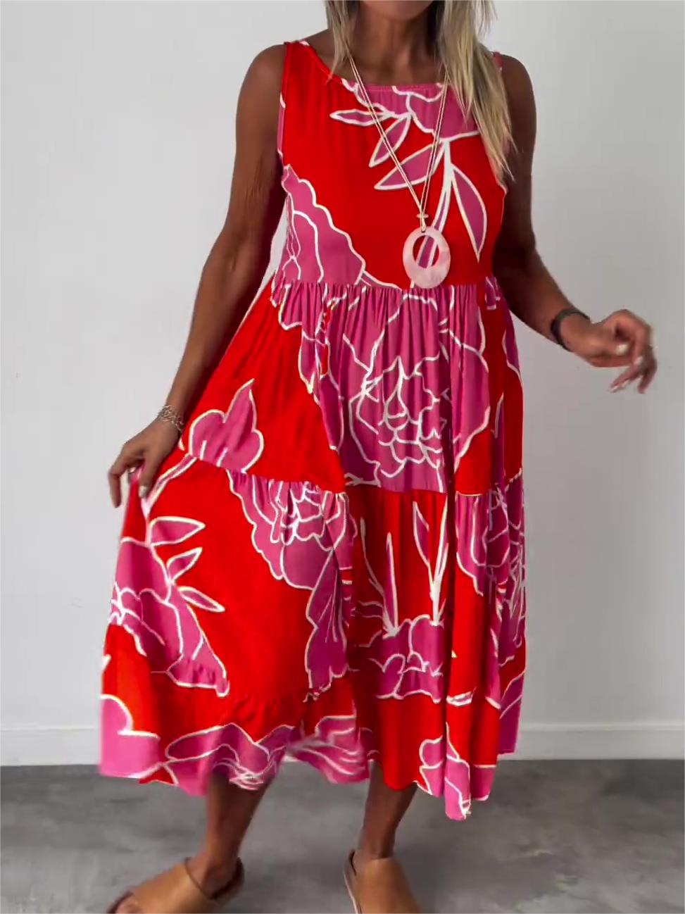 Maja™ - Stijlvolle Midi-Jurk met Bloemenprint