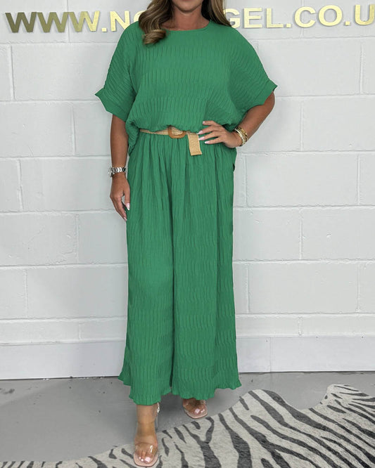 Gilliana | Casual Geplooide Vleermuismouw Top en Broek Set