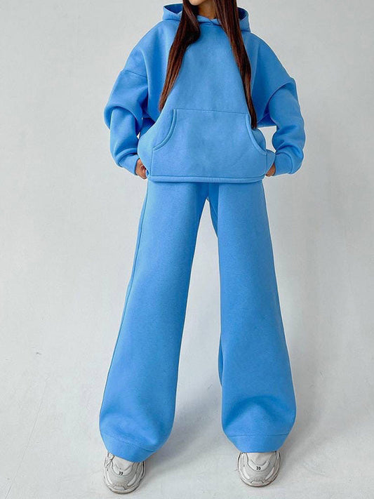 Shanaia | Stijlvolle losse effen kleur hoodie & oversized broek sportpak