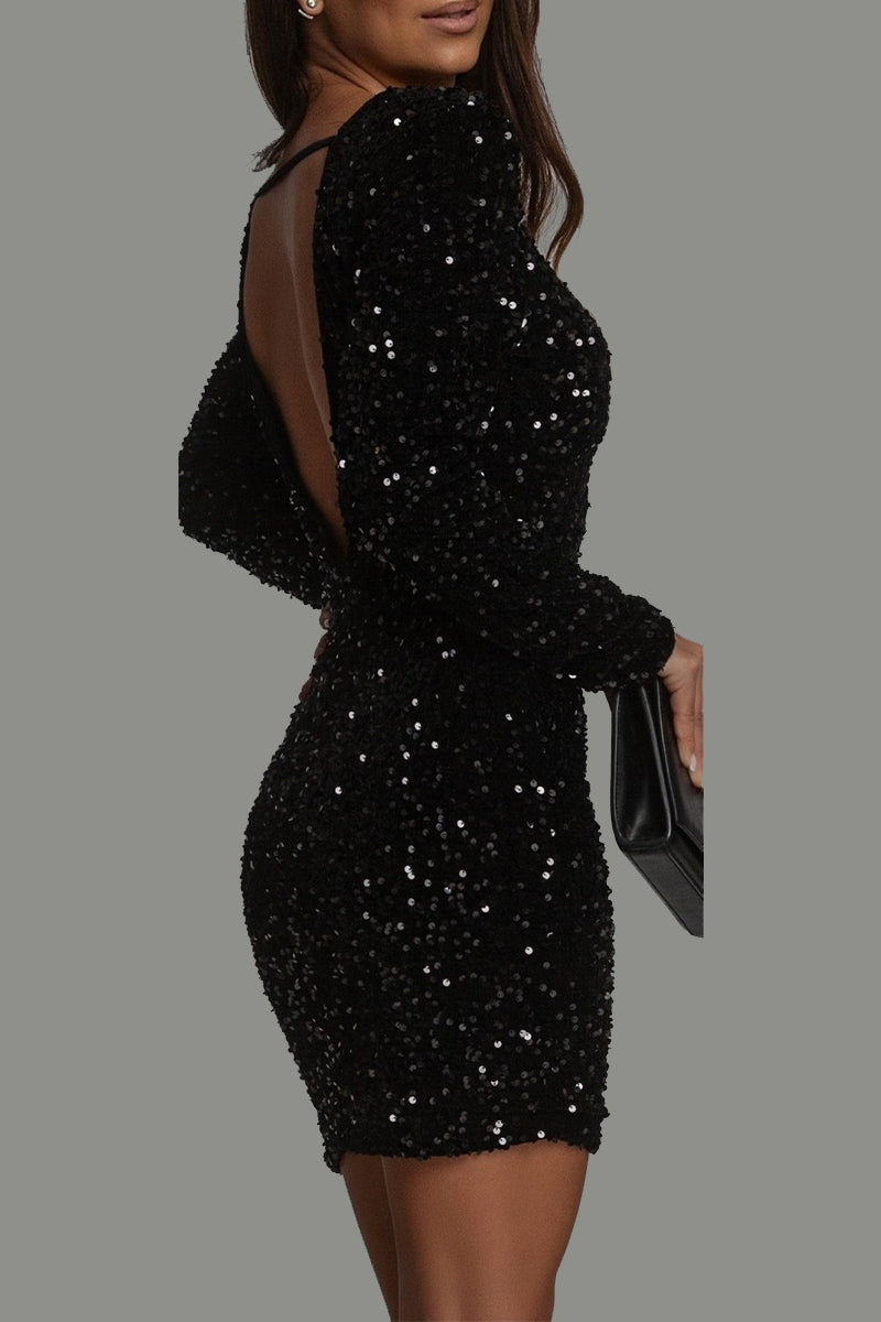 Rylee - Chique Winter Backless Glitter Party Jurk voor Vrouwen