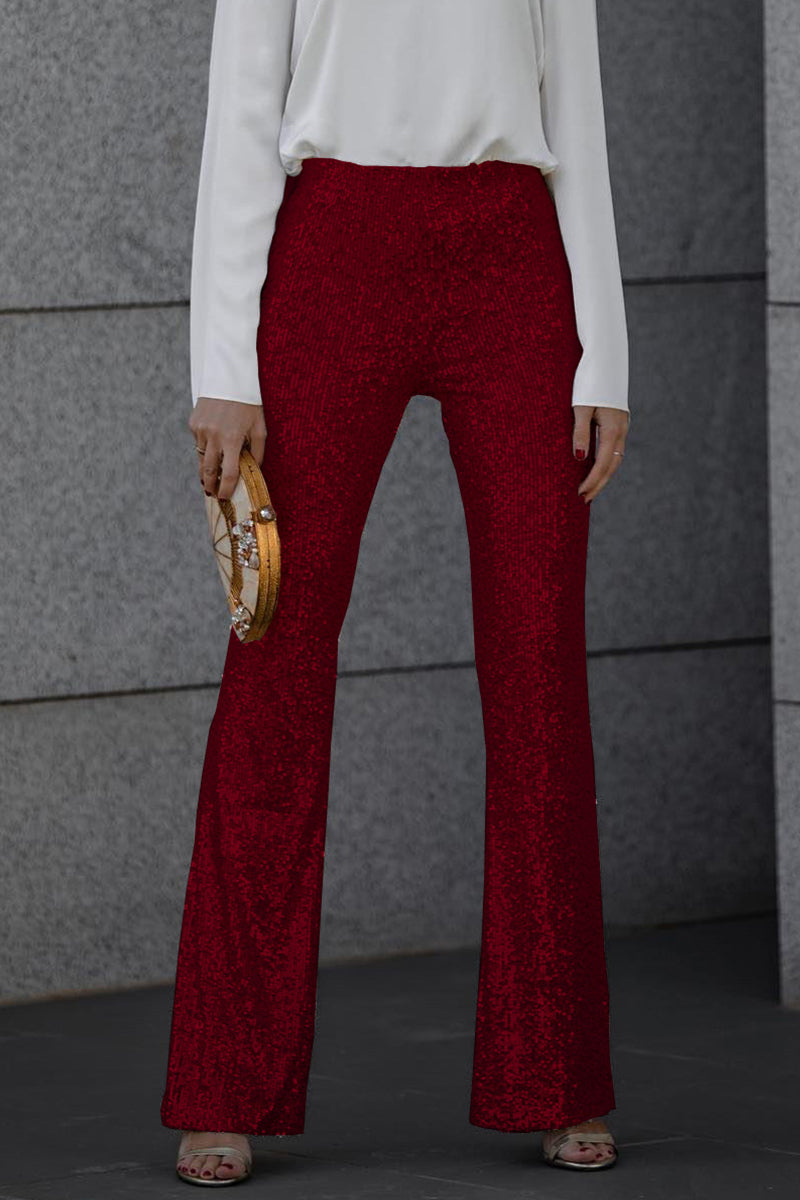 Emersyn - Chique Herfst Hoge Taille Pailletten Flared Broek voor Vrouwen