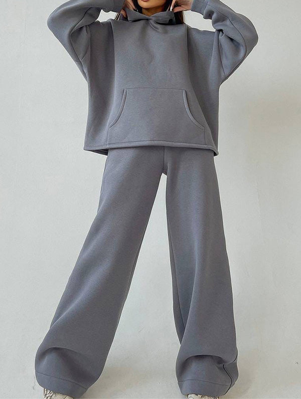 Shanaia | Stijlvolle losse effen kleur hoodie & oversized broek sportpak