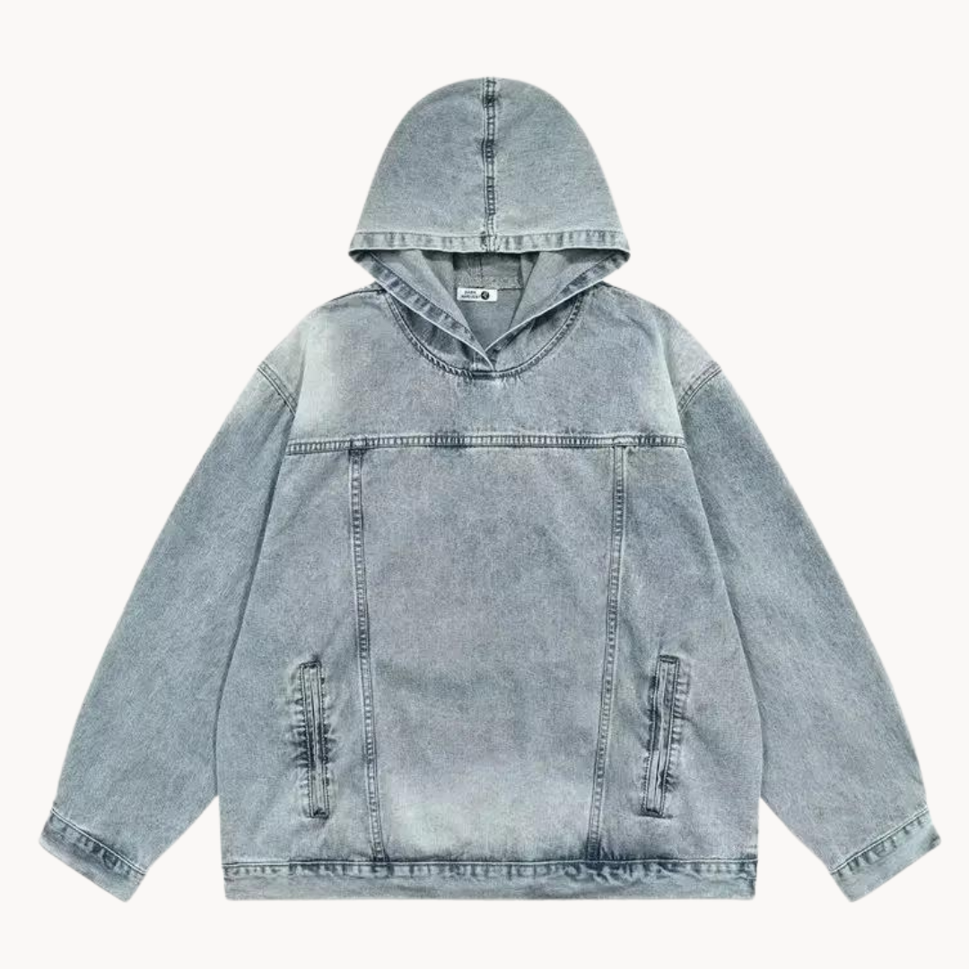 Mikhail | Urban Denim Hoodie in Vintage Stijl - Stijlvolle Dagelijkse Dracht
