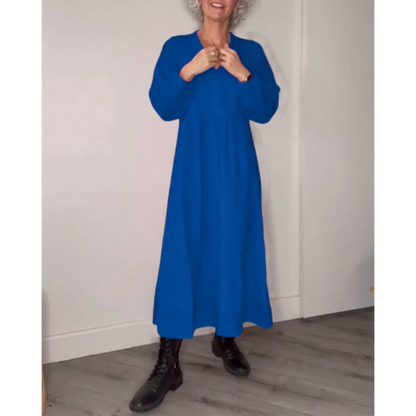 Elegante Jurk met V-ringen en Lange Mouwen
