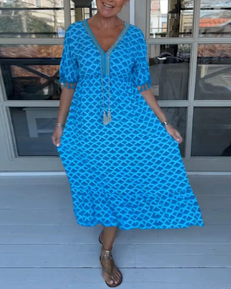 Casual Jurk met V-hals en Print