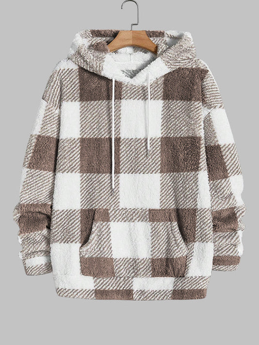 Brahim | Klassiek geruit fleece sweatshirt met capuchon