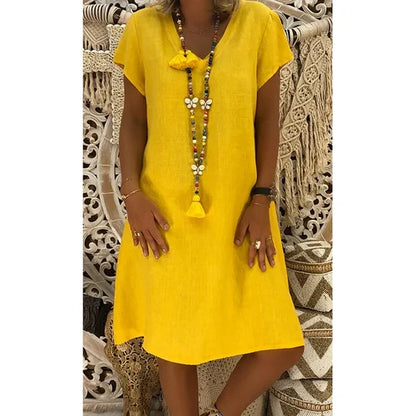 Casual V-Hals Midi-Jurk