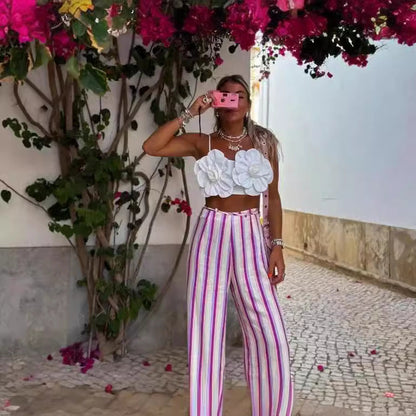 Klara | Casual Gestreept Vest & Broek Set