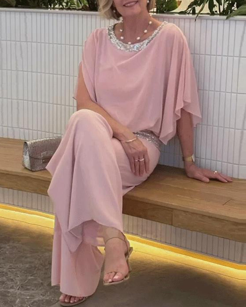Elegante Tweedelige Set met Pailletten Details