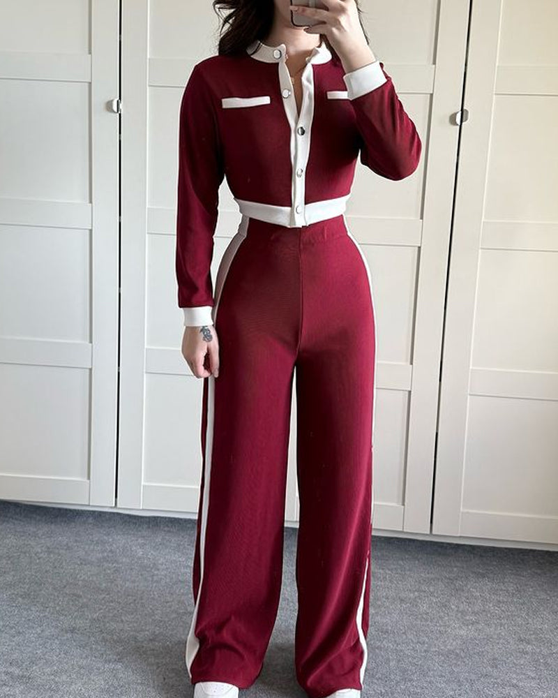 Kaelin | Stijlvolle Colorblock Knit Top & Broek Set voor Vrouwen - Elegant en casual