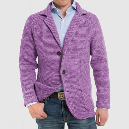 Victor - Heren Langharige Gebreide Vest met Trendy Patentas