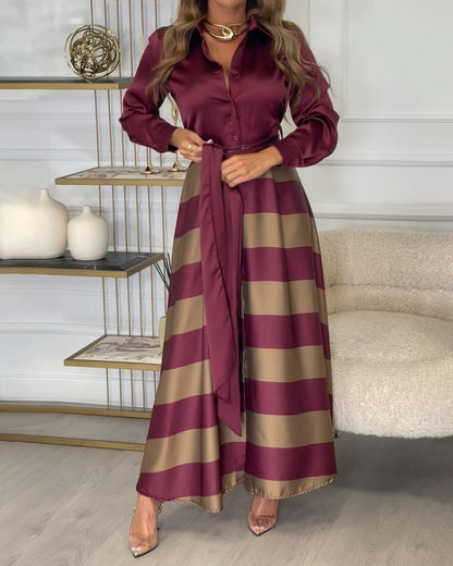 Ishika | Elegant satijnen shirt & losse rok tweedelige set