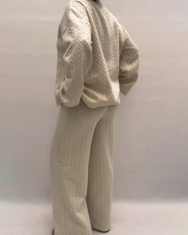 Jazira | Casual gedessineerde losse lange mouwen top & broek set
