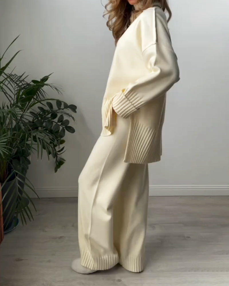 Magnolia | Klassieke losse coltrui & broek tweedelige set
