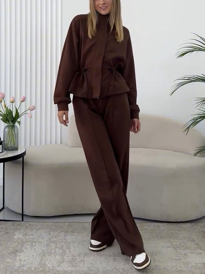 Shelby | Casual jasje met tailleband en broek set