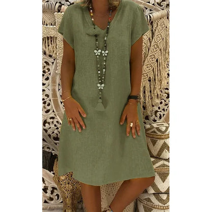 Casual V-Hals Midi-Jurk